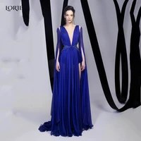lorie luxury middle east prom evening gowns ribbons straps low cut backless formal dresses a line soft saudi arabia party dress