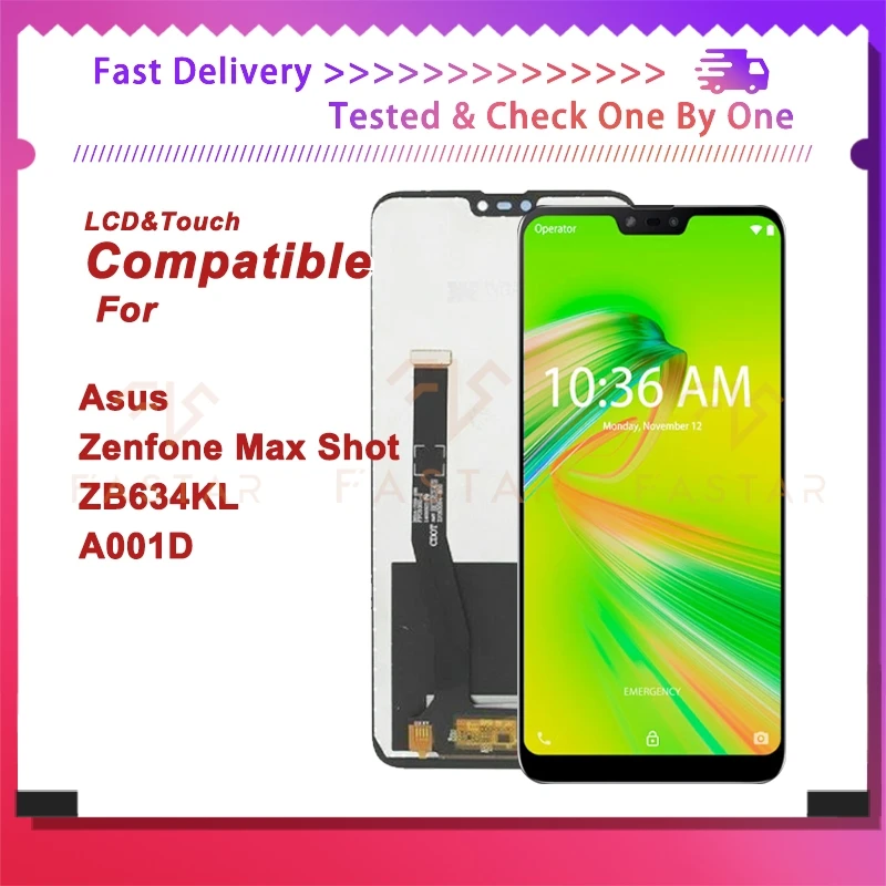 ZB634KL 6 26 &quotTested для Asus Zenfone Max Shot A001D ЖК-дисплей с сенсорным дигитайзером в сборе