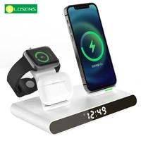 3 in 1 wireless charging station for iphone 13 12 11 pro maxapple watchairpods led digital alarm clock wireless charger stand