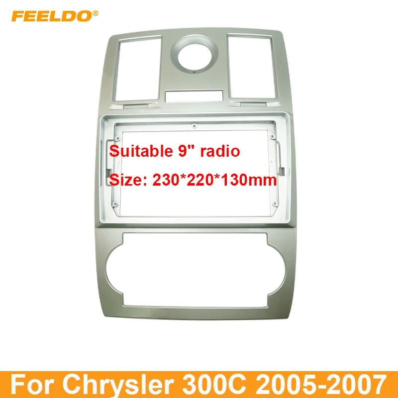 

FEELDO Car Stereo 9 Inch Big Screen Fascia Frame Adapter For Chrysler 300C 2Din Dash Audio Fitting Panel Frame Kit