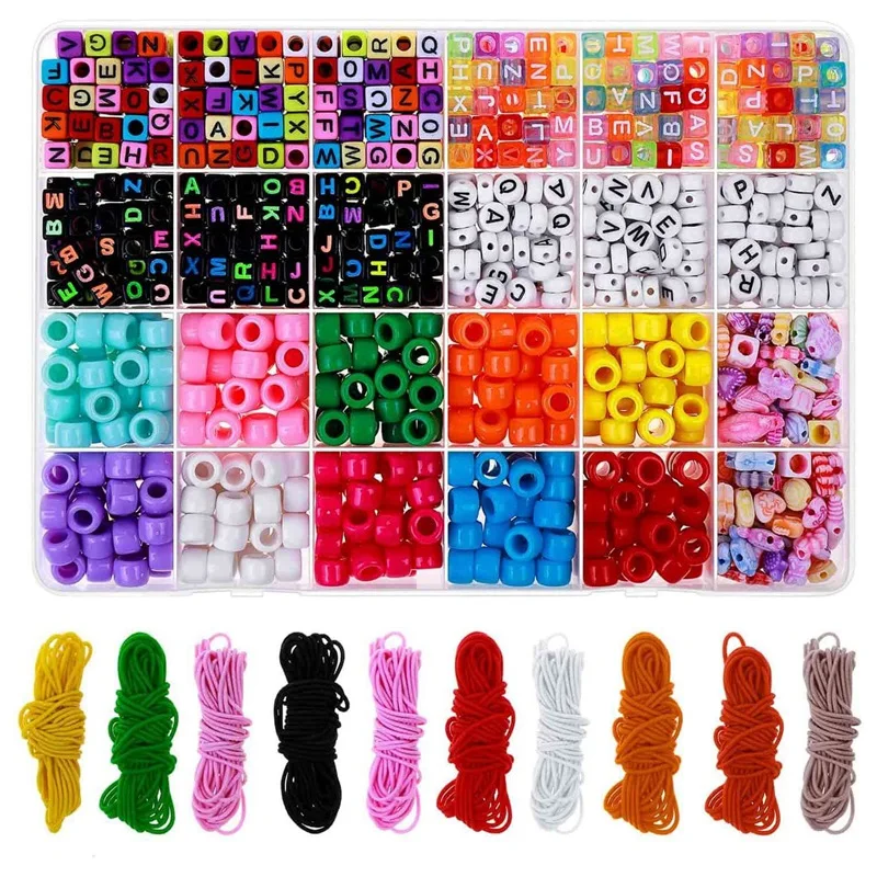 

Bead Bracelet Making Kit, Bead Friendship Bracelets Kit With Pony Beads Letter Beads Charm Beads And Elastic String