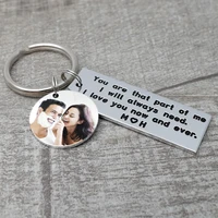 custom photo keychain personalized picture keyring engraved keychain gift for couples wedding anniversary gift for her