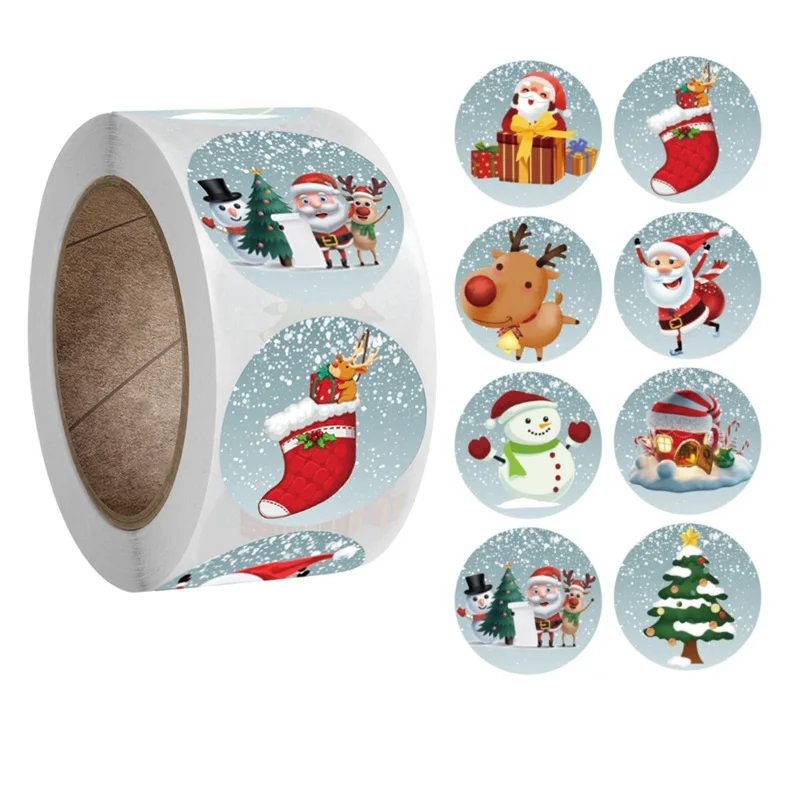 

2.5cm Round Stickers Santa Claus Snowman Deer Paper Sticker Merry Christmas Gift Sealing Labels Xmas New Year Party Supplies