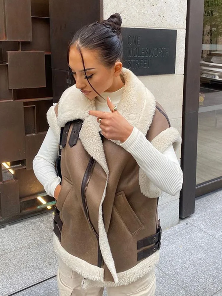 

Осень-зима 2023, Женский флисовый жилет, пальто, женская мода, утепленный жилет без рукавов с отворотом, Дамская теплая верхняя одежда, куртка, ...