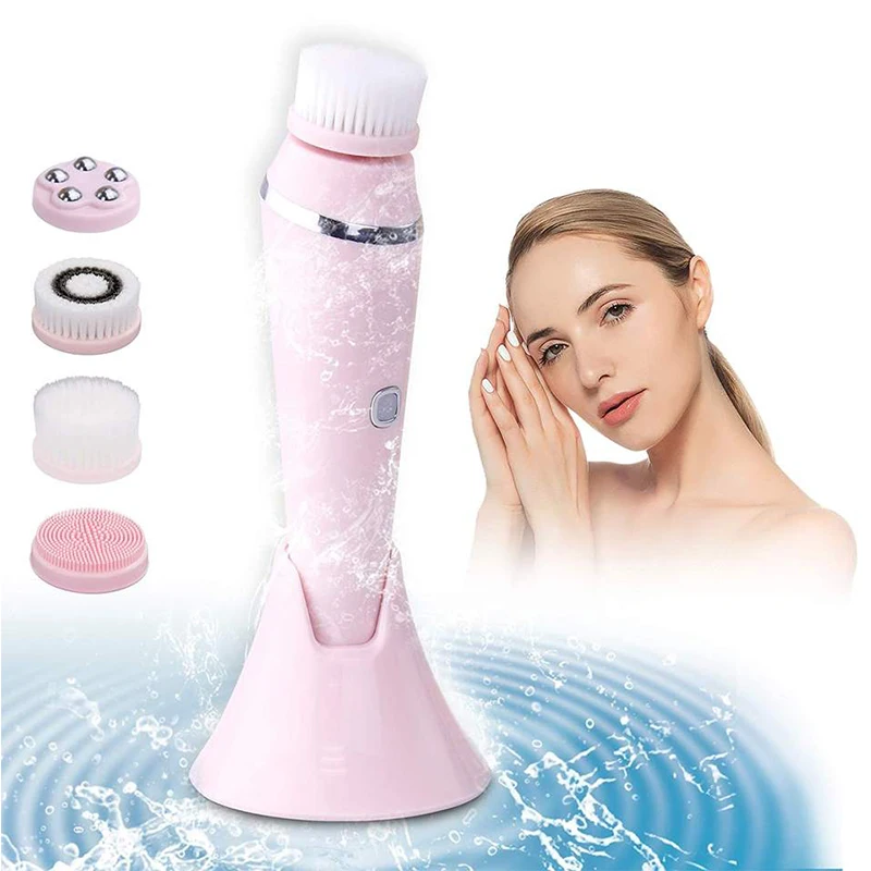 

Facial Brush Cleaner Electric Face Skin Cleansing Massager Vibration Cleaner 4 Heads Makeup Remove Blackhead Deep Pore Cleanser