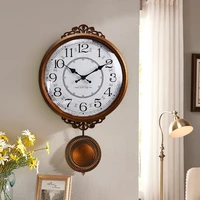 european style clocks home living room wall clock bedroom creative american industrial pastoral wall clock pendulum decoration