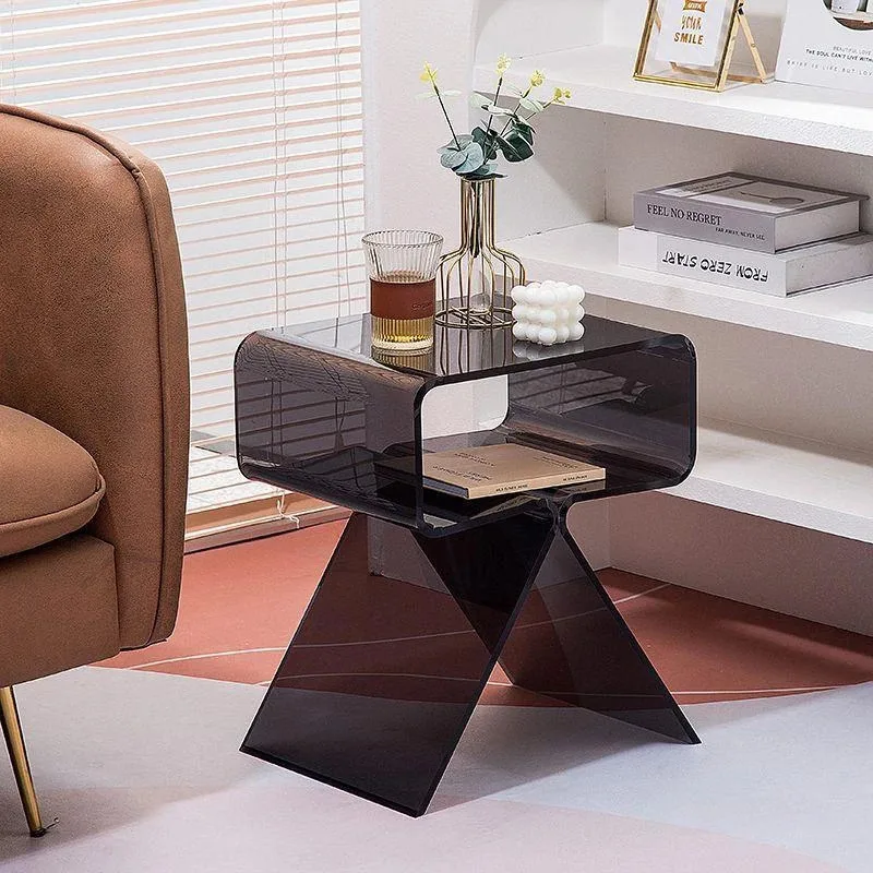 Акриловый кофейный столик прозрачный боковой шкаф современный прикроватный