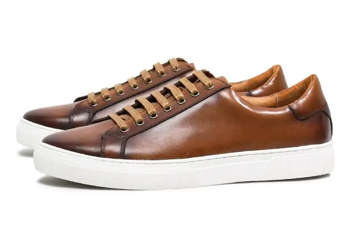 

Модные коричневые спортивные туфли из натуральной кожи, мужские дышащие повседневные уличные Ретро туфли на шнуровке с круглым носком в ан...