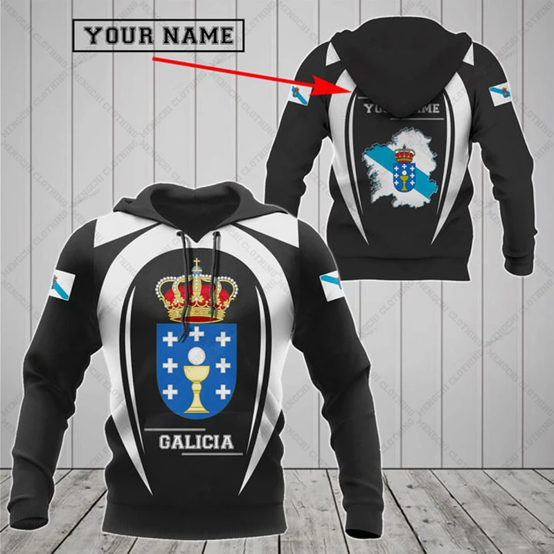 Толстовки унисекс с графическим принтом и эмблемой Галисии свободные Модные