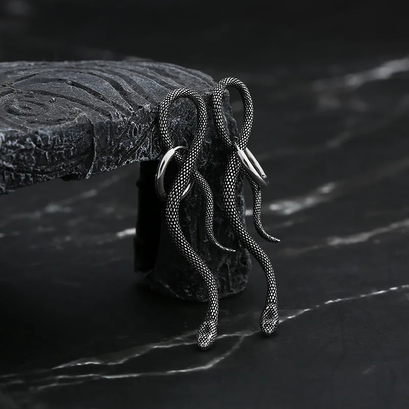 Женские серьги-змеи в стиле панк-рок из нержавеющей стали 316L