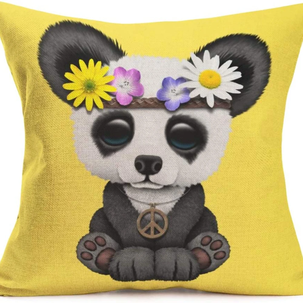 Чехол для дивана с изображением милого слона панда льняная подушка йоги домашний