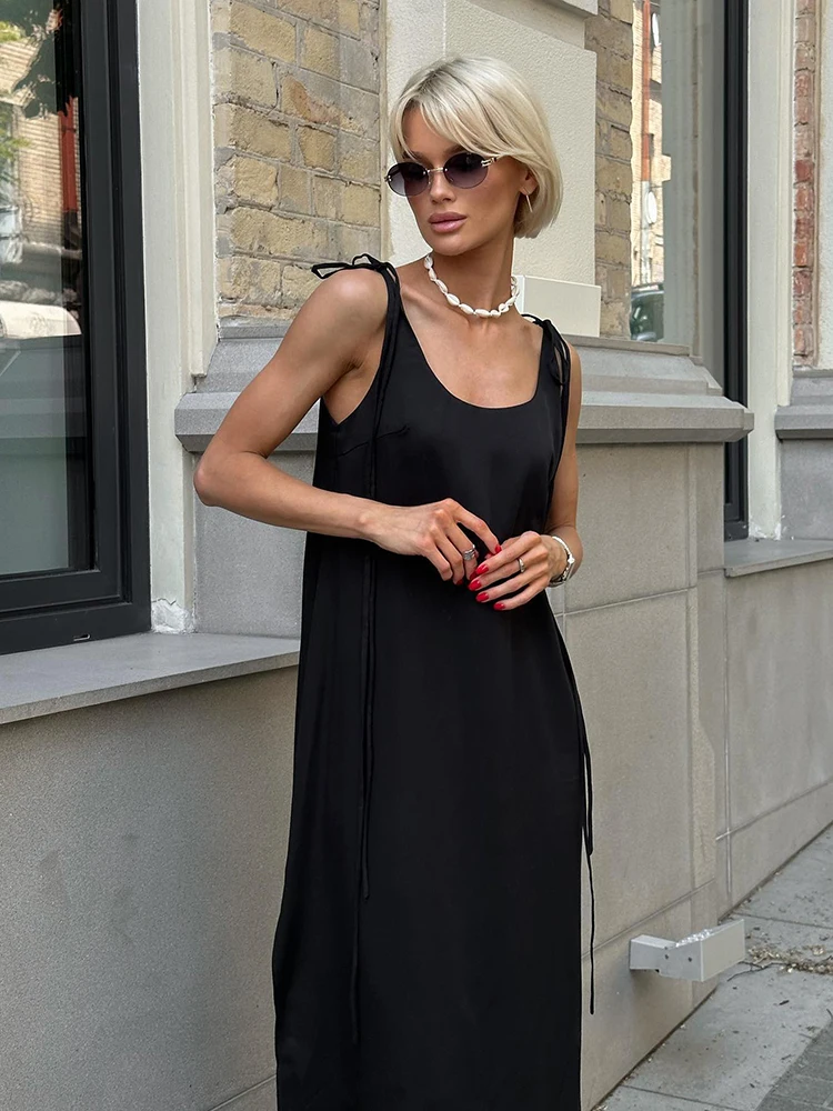 

Hiloc Black Spaghetti Strap Lacing Sexy Nightdress Long Slit Night Dress Women Nightgowns 2023 Autumn Backless Woman Dresses