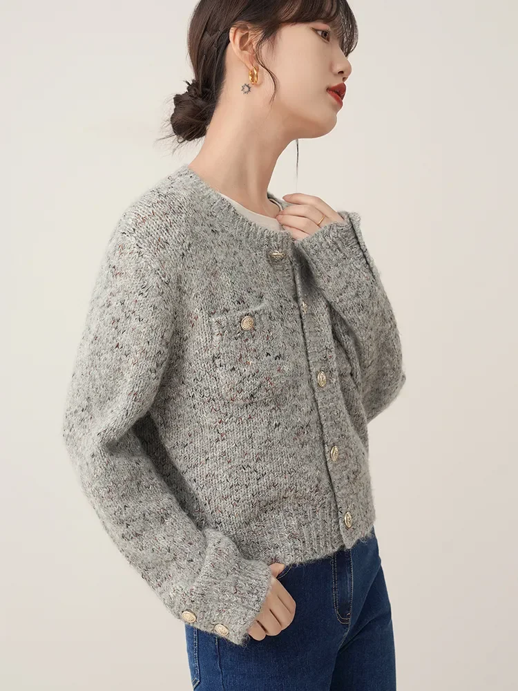 

Elegant Women Grey Cardigan Sweaters Korean Soft Long Sleeve Sweaters Coat Vintage Loose Female Harajuku Buttons Cardigan