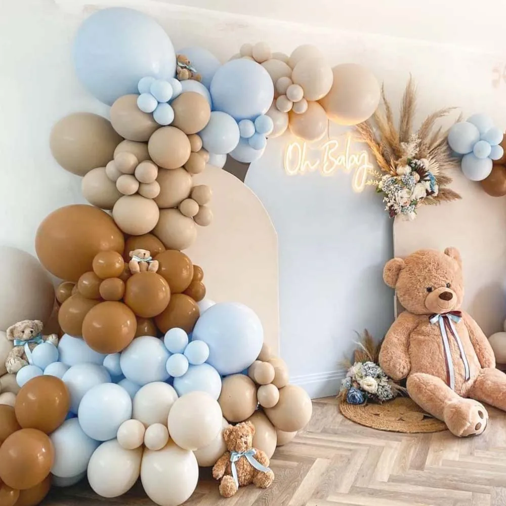 

Garland Kit Blue Nude Coffee Brown Apricot Double Stuffed Latex Balloons For Teddy Bear Baby Shower Jungle Safari Theme Party