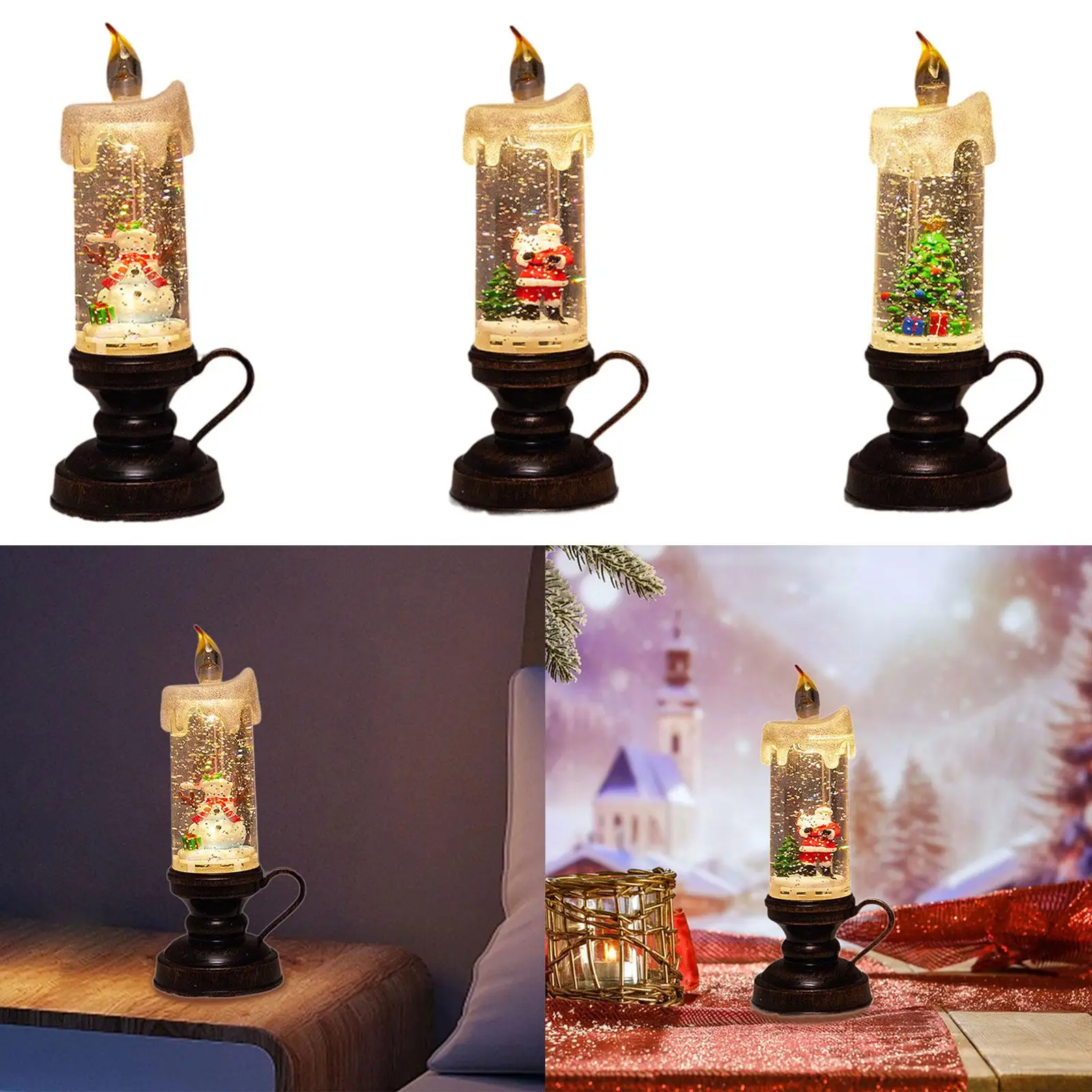 Рождественский снежный шар свеча домашний декор вращающиеся декоративные