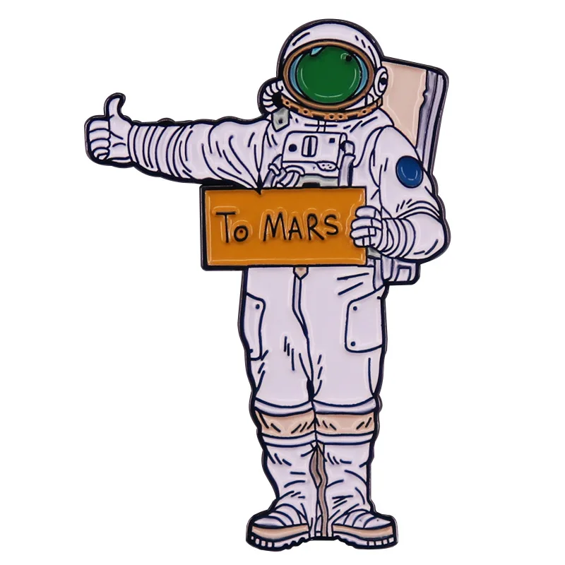 

Space Astronauts Take a Ride to Mars Brooch Enamel Pin Brooches Metal Badges Lapel Pins Denim Jacket Jewelry Accessories Gifts