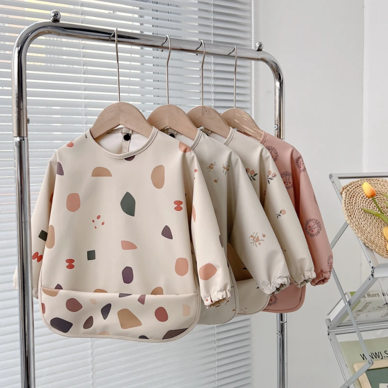

Baby Bibs Toddler Baberos Bavoir Waterproof Long Sleeve Apron Cartoon Animals Children Feeding Smock Sleeveless Bib Baby Stuff