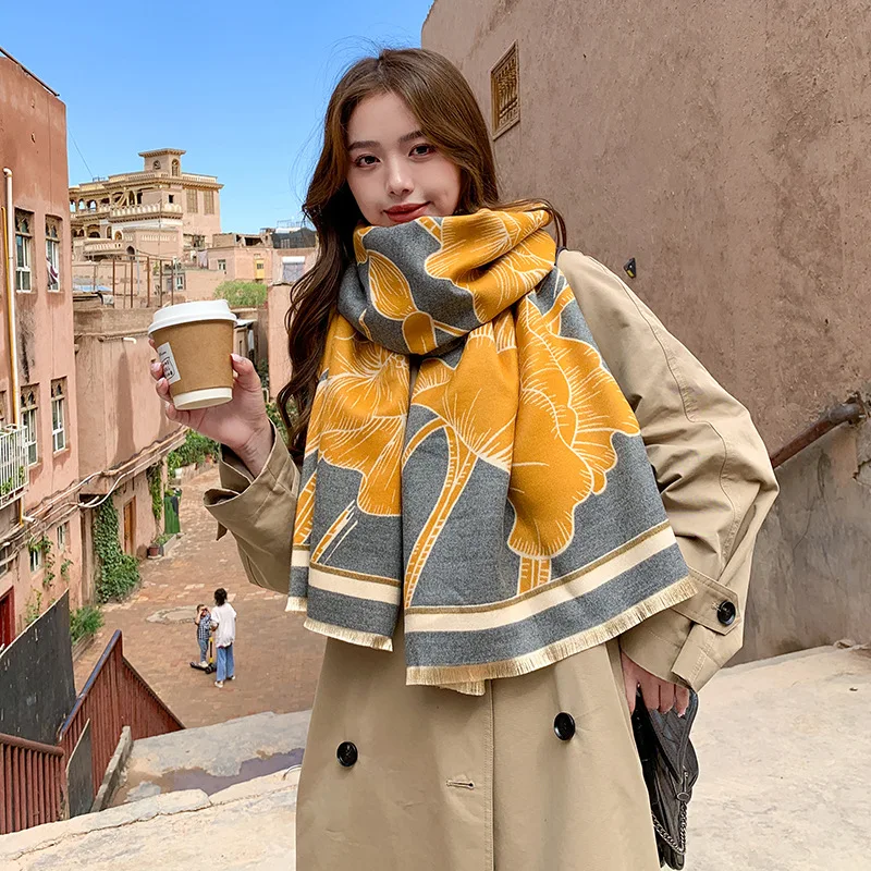 

Fashion Thick Blanket Scarf for Women Design Winter Warm Shawl Wrap Poncho Cashmere Neckercheif Female Pashmina Bufanda Echarpe