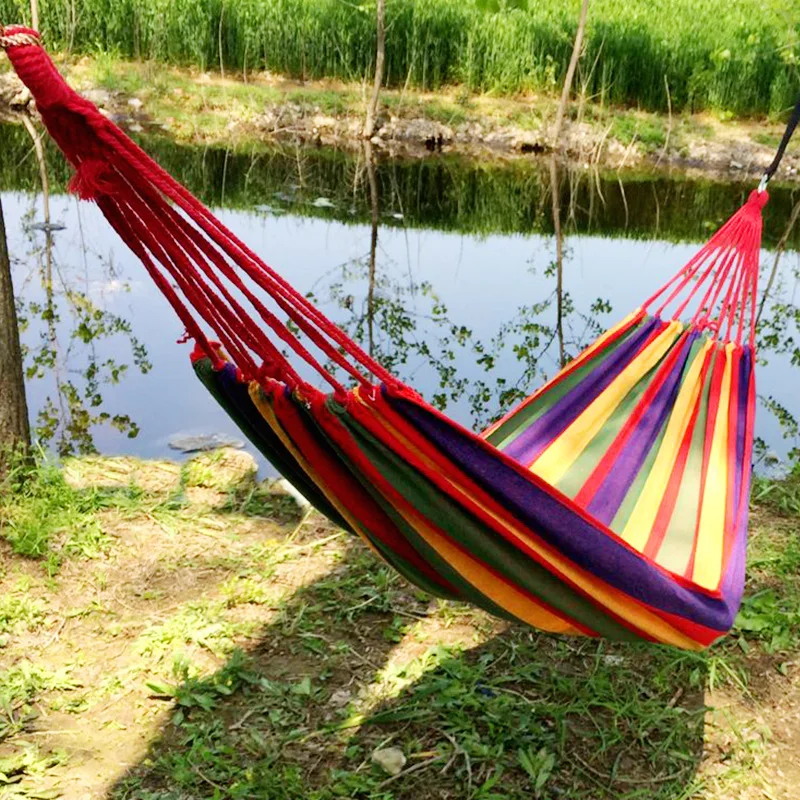 

Single Person Canvas Hammock Outdoor Leisure Camping hammock swing Widening Thickening Double Swing Red Rocking Chair