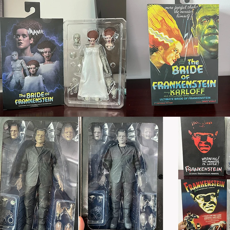 

Original NECA Bride of Frankenstein Figure Bride 1931 Mary Shelley's Accessory Lab Table Set Figure Colorful Movable Toy Gifts