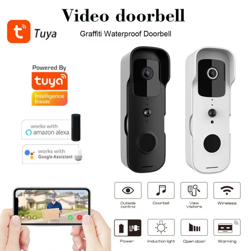 

1080P Wireless Video Doorbell Two-way Audio Motion Detection Night Vision Ultra Wide Angle Lens Work With Alexa And Google Home