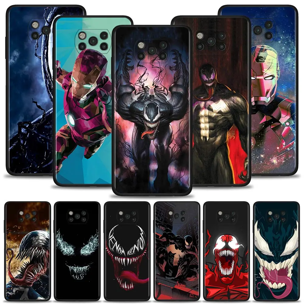 

Phone Case For Xiaomi POCO X3 X4 NFC M3 M4 pro Cover for mi 12 Pro 11T 11 10T Lite Silicon Funda Marvel Movie Venom And Iron Man