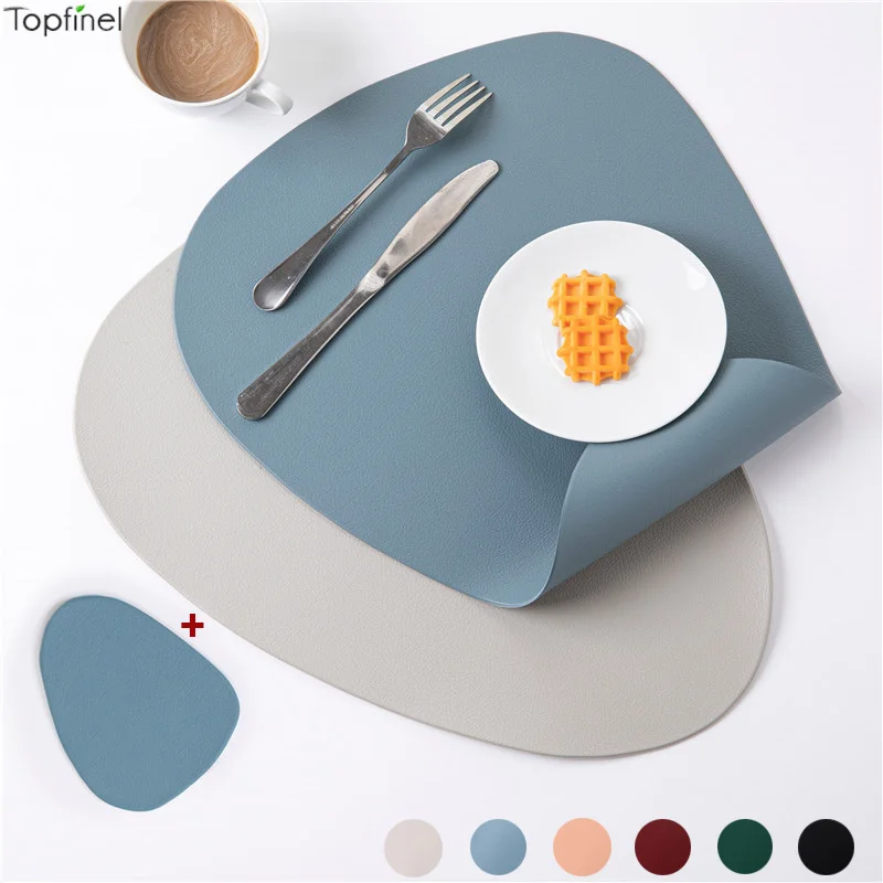 

4 Sets Black PU Placemats for Table Waterproof Non-Slip Insulation Leather Table Napkins Nordic Style Tableware Coasters Cup Mat