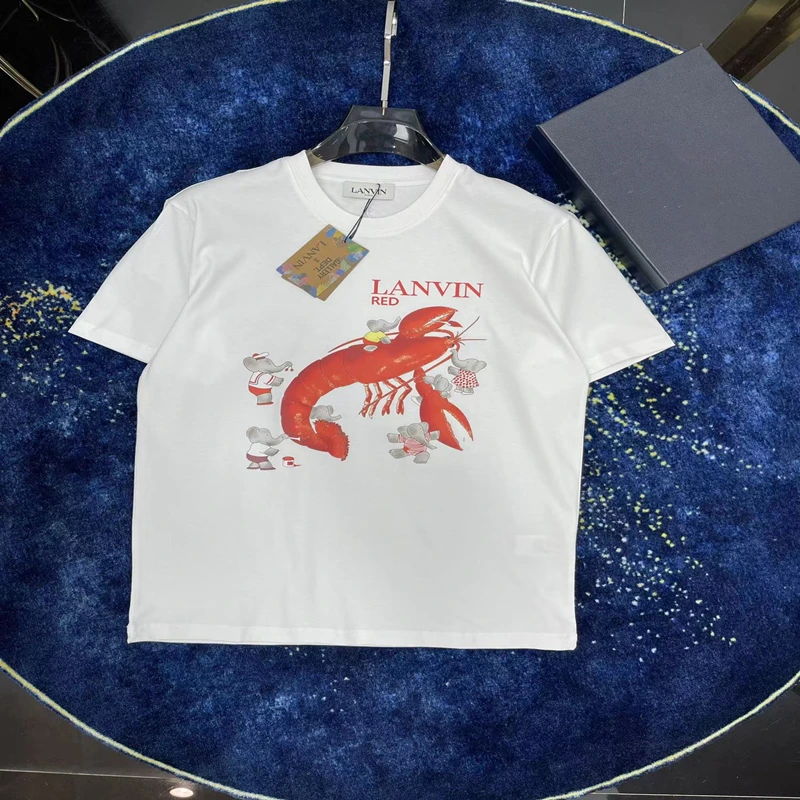 

New T-shirt crew Neck Short Sleeve Casual Wear Young Men's Wear Misses' Wear Relaxed and Relaxed Lovers' Style Lobster Print