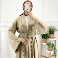 robe femme musulmane muslim dress dubai abaya turkey robe solid cardigan pearl dress middle east arab muslim fashion cardigan