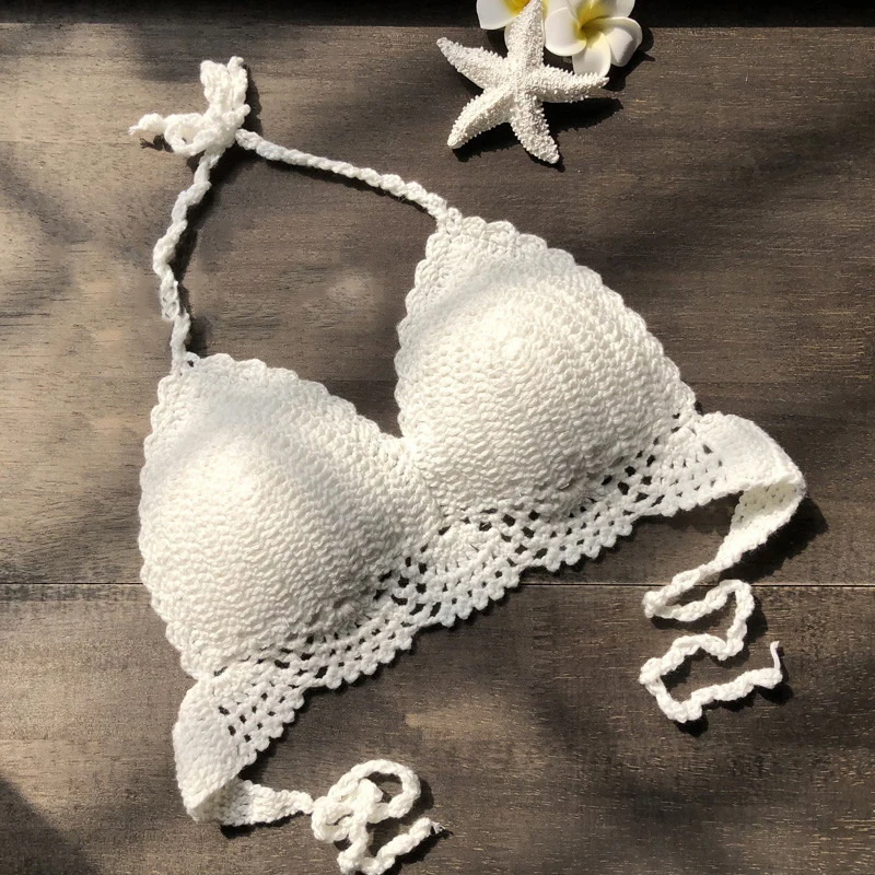 

2023 Hot Sale Sexy Women Summer Beach Beachwear Bikini Bra Bikini Swimsuit Casual New Fashion Bralette Halter Cami Knitted Bra