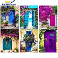 photocustom diy pictures by number purple door kits drawing on canvas painting by numbers scenery hand painted paintings art hom
