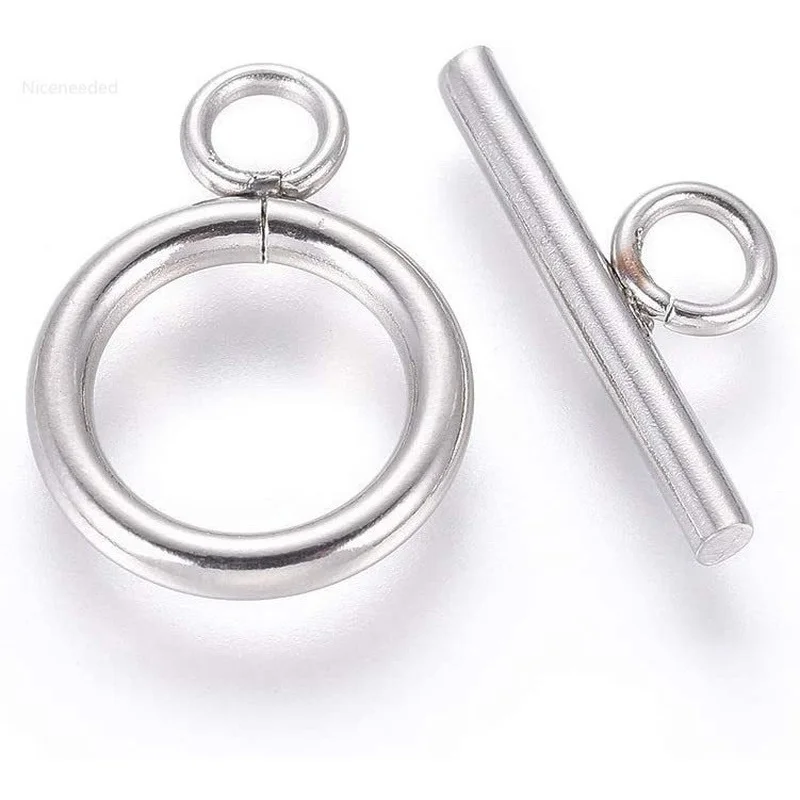 

50Sets Stainless Steel Smooth Toggle Clasps Silver Tone Bar and Ring Clasps End Clasps Connectors Jewelry for Jewelry Making