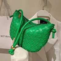 luxury designer weave shoulder underarm bags fashion women woven tote brand knitting pu leather handbags trend female purses sac