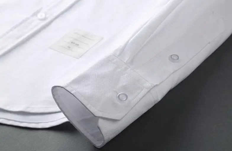 TB Shirt Man Full Casual Shirt Shirts Men Slim White Pocket Stripes Turn Down Collar Oxford Solid Men's Clothing