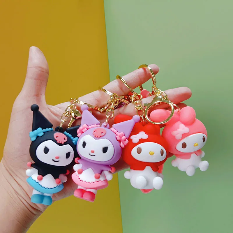 

Kuromi Doll Decoration Keychain Kawaii Sanrio Anime Figure PVC Fashion Car Charms School Bag Charm Keyring Girl Bag Jewelry Gift