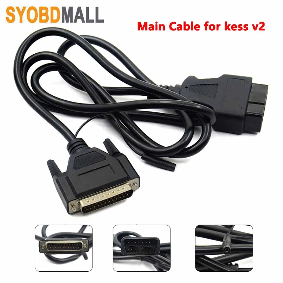 Разъем Obd2 с 16Pin на DB25, основной кабель работает для диагностического сканера Kess V2, конвертер OBD 16P в DB, 25-контактный адаптер, шнур