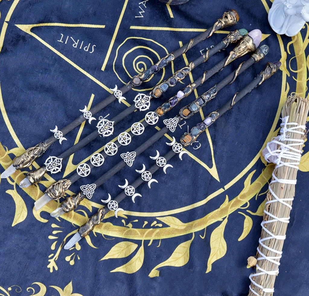 

Double Headed Crystal Scepter Fairy Stick Ritual Props Altar Ornaments