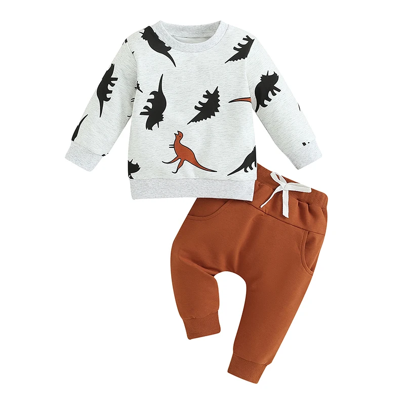

Mubineo Toddler Baby Boy Girl Clothes Dinosaur Pant Outfits Long Sleeve Sweatshirt Sweatpant Tops Set