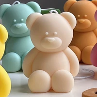 3d cute cartoon bear silicone candle mold resin gypsum ice cube baking tool birthday party gifts souvenirs wedding decoration