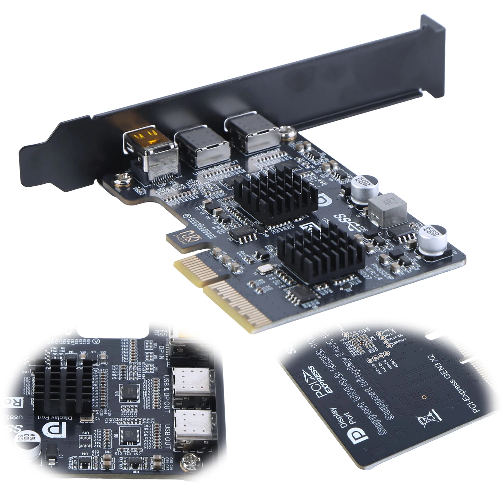 Фото Контроллер-адаптер Type-C ASM3142 USB 3.1 10 Гбит/с Gen 2, плата расширения, док-станция с двумя портами USB-C №2
