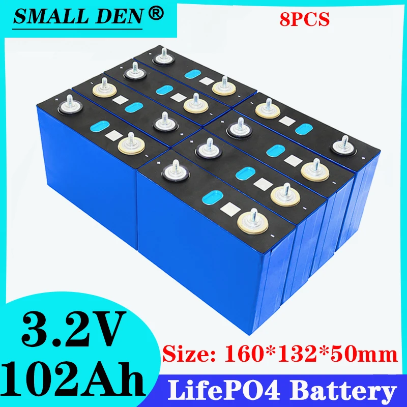 

8PCS 3.2V 102Ah LiFePO4 battery 12V 24V, solar storage system RV electric vehicle inverter, lithium iron phosphate battery pack