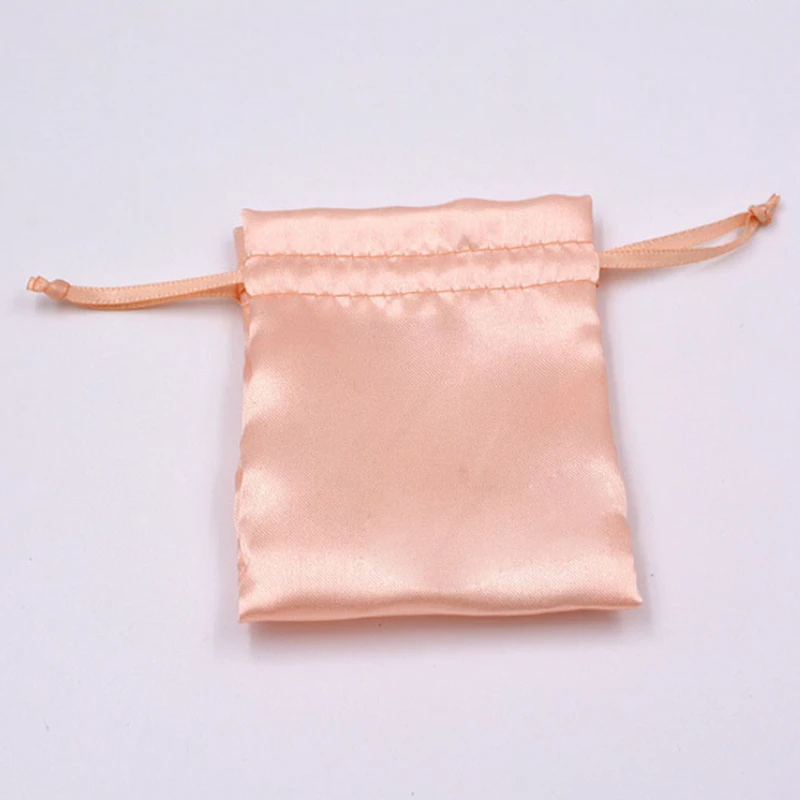 20PCS Luxury Satin Jewelry Pouch Packaging Hair Cosmetic Silk Drawstring Bag Party Wedding Gift Makeup Storage Sachet Print Logo