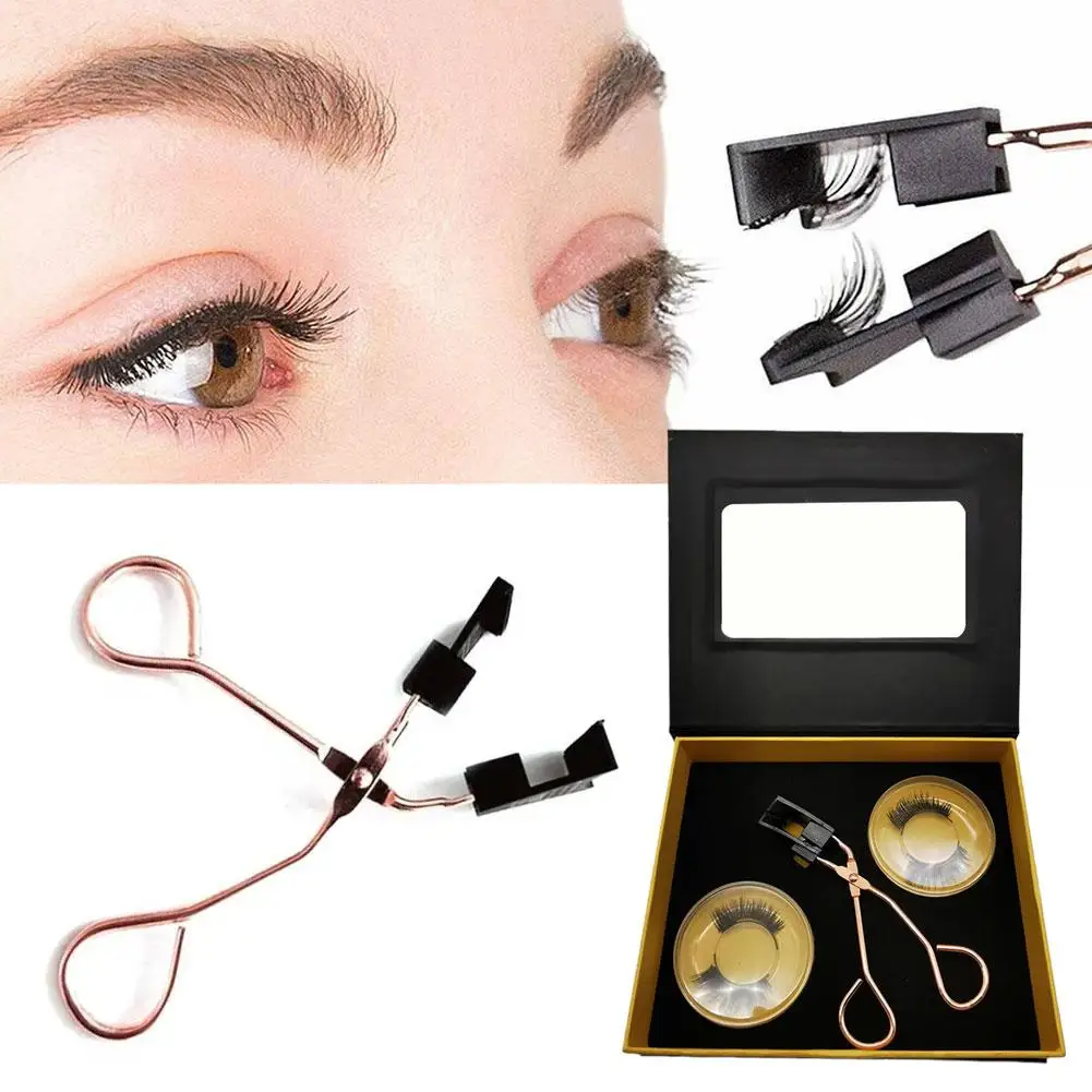 

2pair Magnetic EyeLashes Kit With Applicator 3D Natural Glue No Reusable Eyelashes Easy False Wear Need Look Clip Lashes Se F7S9
