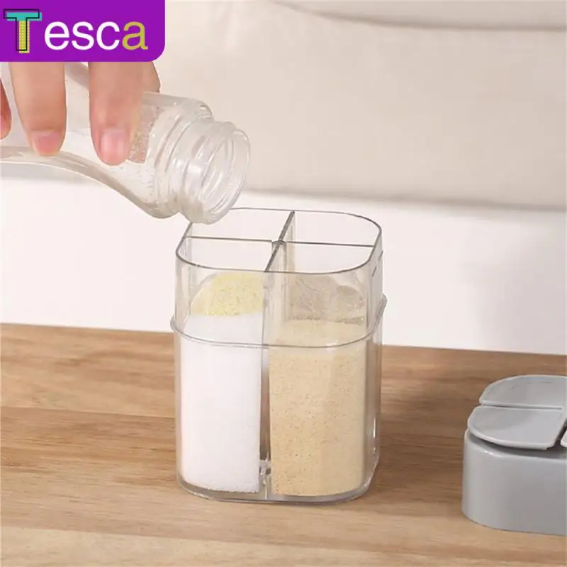 

Outdoor Camping Seasoning Can Kitchen Grey Spice Organizer Bottle Salt Sesame Solid Four In One Design Seasoning Jar Pp White