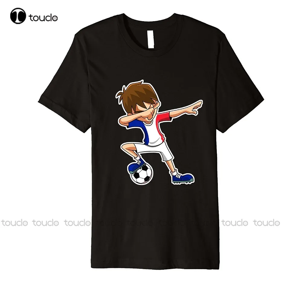 

New 8 Colors Round Neck Summer Cotton Fitness Clothing Dabbing Soccerer Boy Jersey Shirt, France Flag Footballer Tee Funny