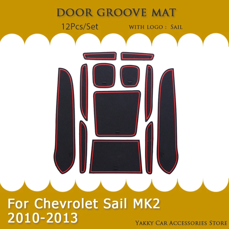 

For Chevrolet Sail MK2 2010 2011 2012 2013 Gate Slot Mat Rubber Door Groove Pad Anti-Slip Dust Cup Cushion Car Interior Sticker