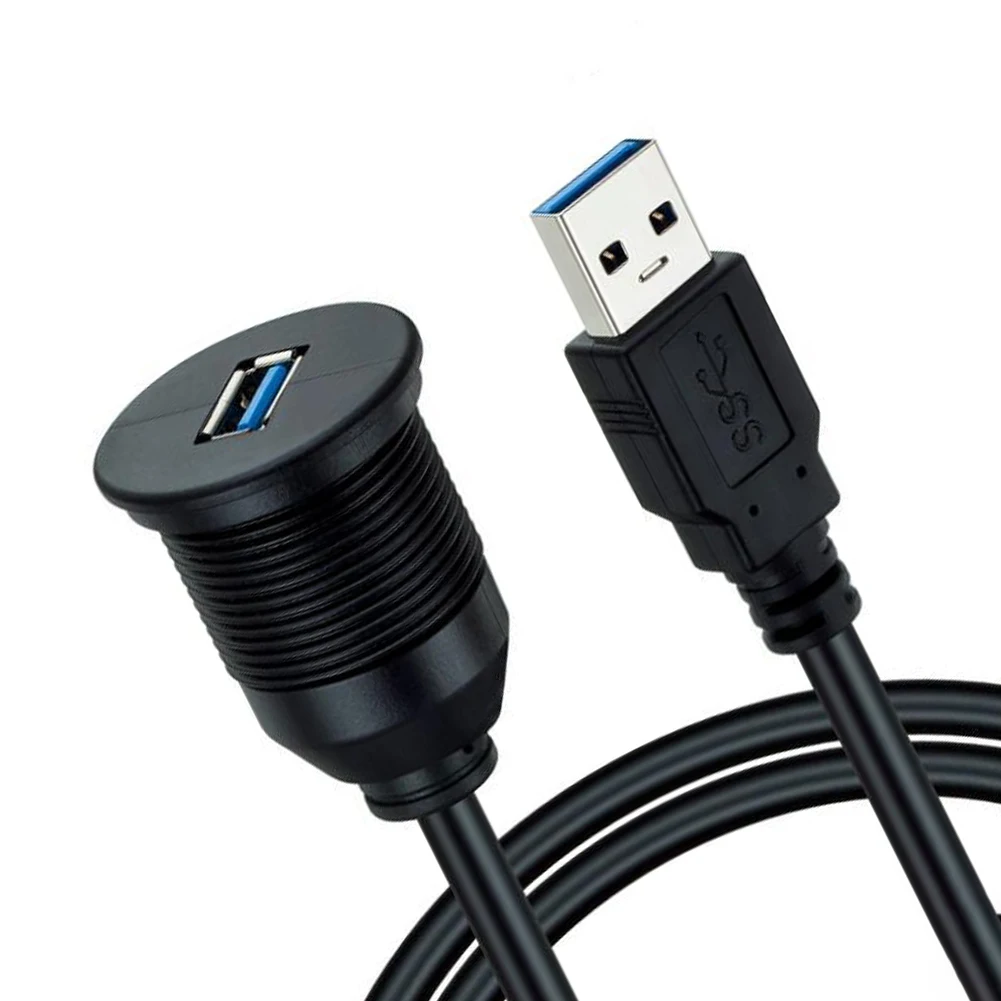 Купи Car Dash Panel USB Extension Cable Cable Male To Female Extension Cable High Quality Rubber Black Brand New Mount Dual USB 3.0 за 538 рублей в магазине AliExpress
