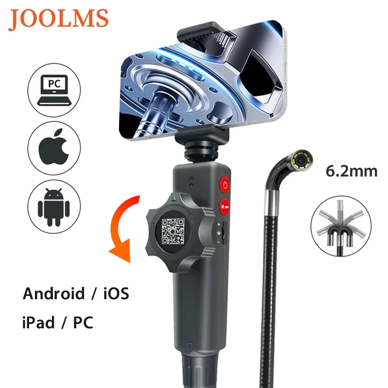 Шарнирная промышленная эндоскопическая камера 6 2 мм 2-сторонняя вращение на 360