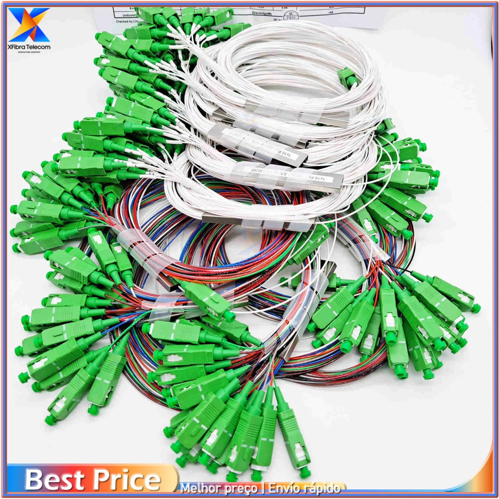 

30 шт. 1x16 PLC SC/APC Волоконно-оптический сплиттер SM 0,9 мм G657A1 ПВХ 1 м FTTH одномодовый волоконно-оптический сплиттер