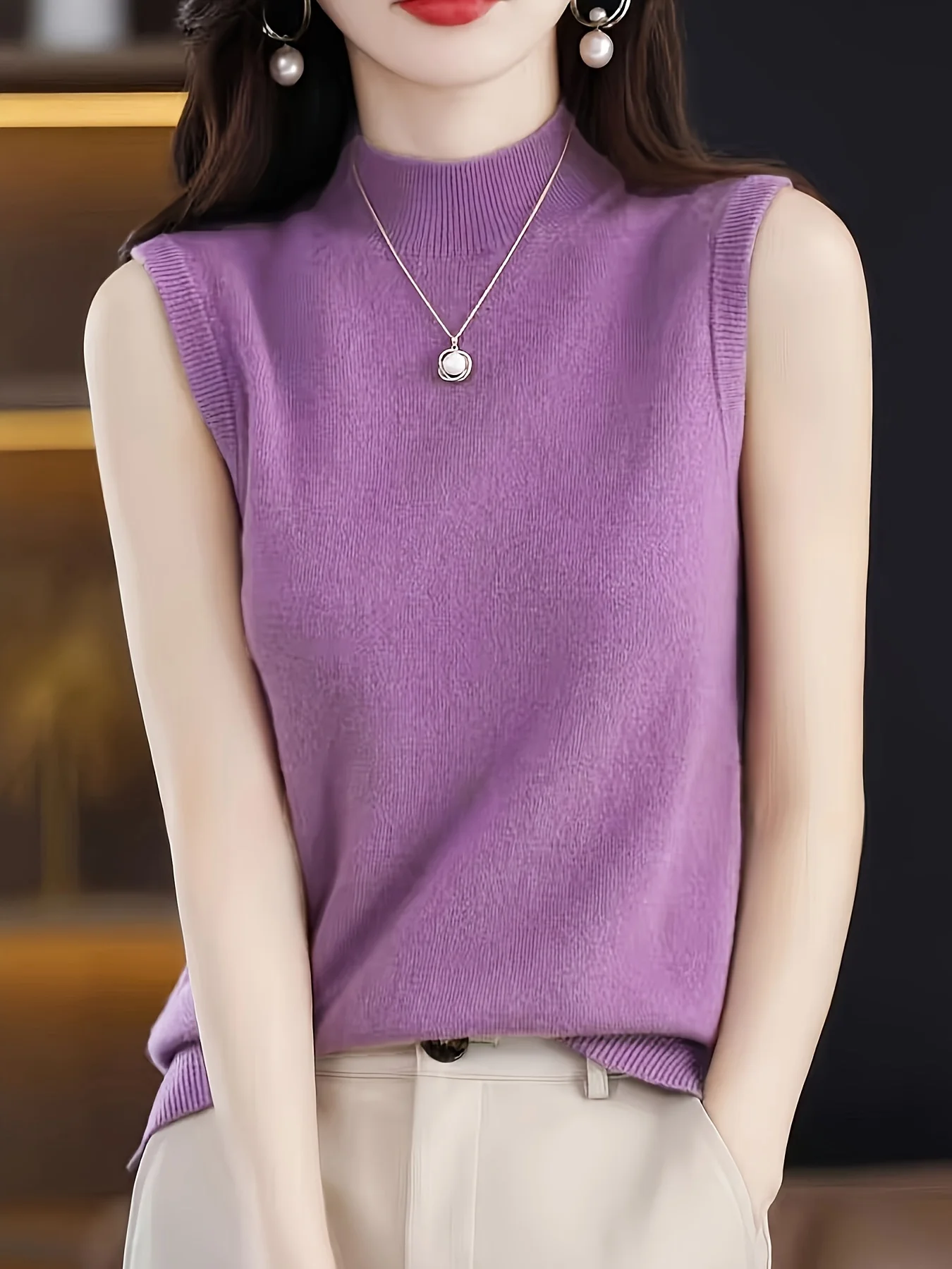 Miyouj осенне-зимний однотонный жилет с круглым вырезом вязаная куртка новый